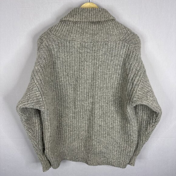 Eddie Bauer Wool Blend Shawl Collar Sweater Gray Button Neck Men’s Small - Picture 5 of 5